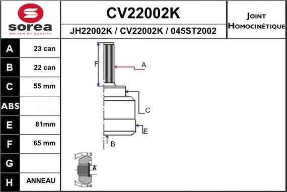 EAI CV22002K - Jeu de joints, arbre de transmission droxauto.com