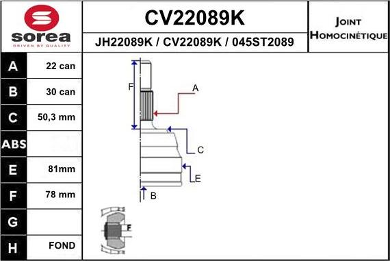 EAI CV22089K - Jeu de joints, arbre de transmission droxauto.com