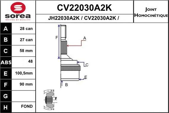 EAI CV22030A2K - Jeu de joints, arbre de transmission droxauto.com
