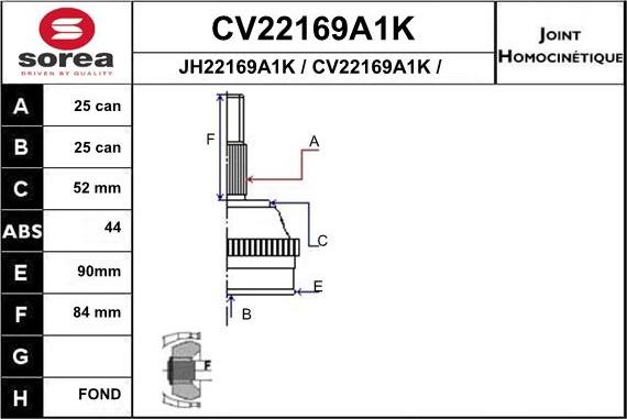 EAI CV22169A1K - Jeu de joints, arbre de transmission droxauto.com