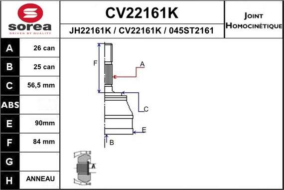 EAI CV22161K - Jeu de joints, arbre de transmission droxauto.com