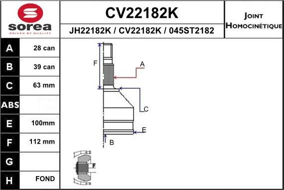 EAI CV22182K - Jeu de joints, arbre de transmission droxauto.com