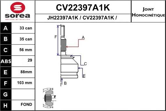 EAI CV22397A1K - Jeu de joints, arbre de transmission droxauto.com
