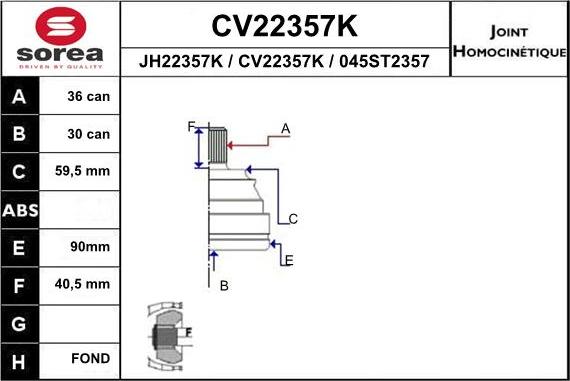 EAI CV22357K - Jeu de joints, arbre de transmission droxauto.com