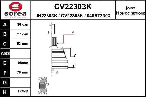 EAI CV22303K - Jeu de joints, arbre de transmission droxauto.com