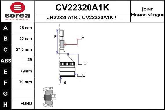 EAI CV22320A1K - Jeu de joints, arbre de transmission droxauto.com