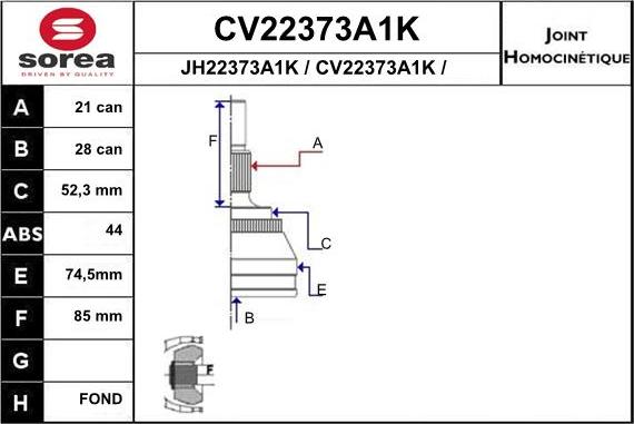 EAI CV22373A1K - Jeu de joints, arbre de transmission droxauto.com