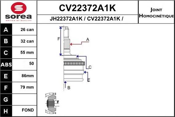 EAI CV22372A1K - Jeu de joints, arbre de transmission droxauto.com
