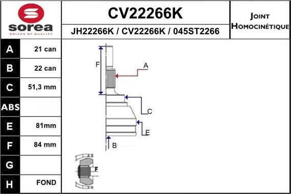 EAI CV22266K - Jeu de joints, arbre de transmission droxauto.com