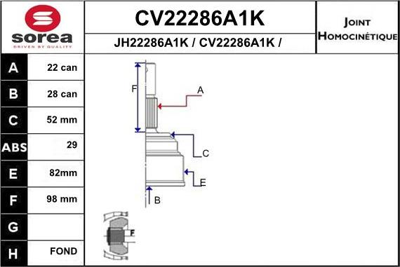 EAI CV22286A1K - Jeu de joints, arbre de transmission droxauto.com