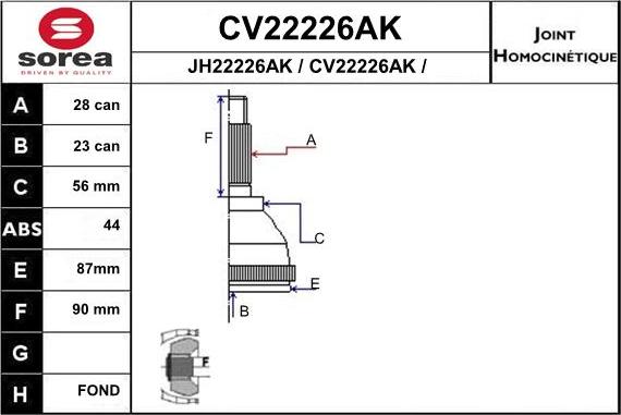 EAI CV22226AK - Jeu de joints, arbre de transmission droxauto.com