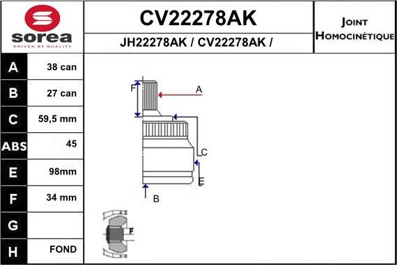 EAI CV22278AK - Jeu de joints, arbre de transmission droxauto.com