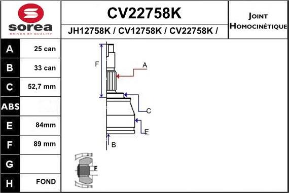EAI CV22758K - Jeu de joints, arbre de transmission droxauto.com