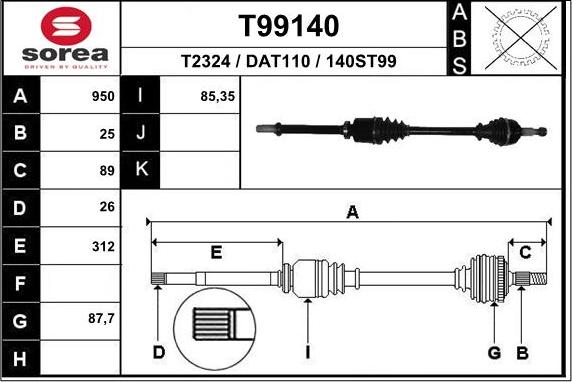 EAI T99140 - Arbre de transmission droxauto.com