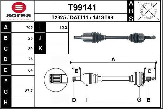 EAI T99141 - Arbre de transmission droxauto.com