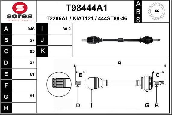 EAI T98444A1 - Arbre de transmission droxauto.com