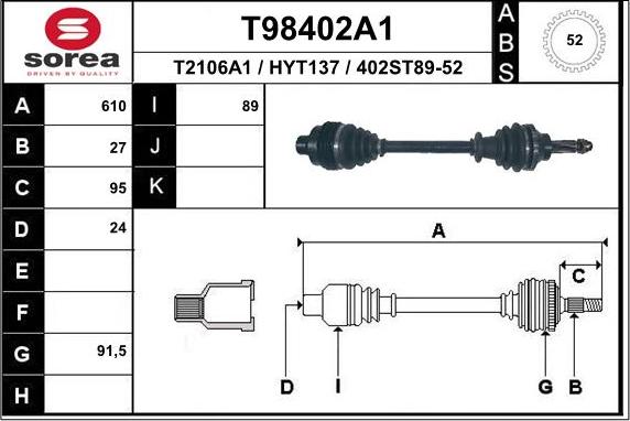 EAI T98402A1 - Arbre de transmission droxauto.com