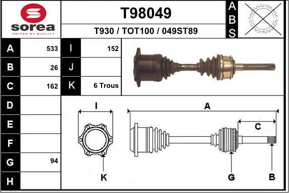 EAI T98049 - Arbre de transmission droxauto.com