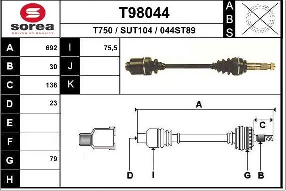 EAI T98044 - Arbre de transmission droxauto.com