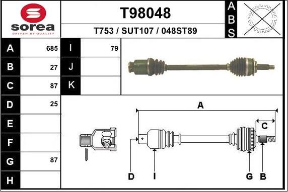 EAI T98048 - Arbre de transmission droxauto.com