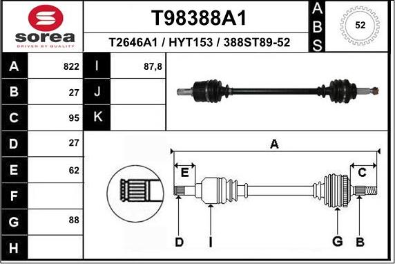 EAI T98388A1 - Arbre de transmission droxauto.com
