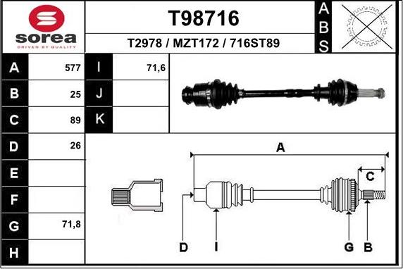EAI T98716 - Arbre de transmission droxauto.com