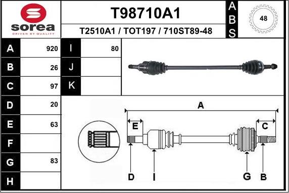 EAI T98710A1 - Arbre de transmission droxauto.com