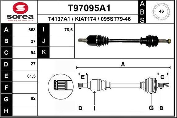 EAI T97095A1 - Arbre de transmission droxauto.com