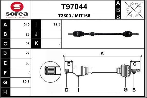 EAI T97044 - Arbre de transmission droxauto.com