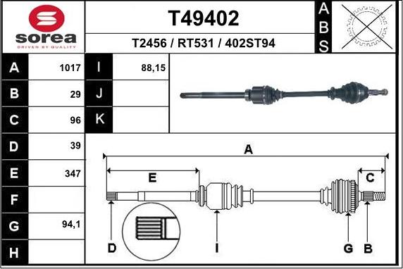 EAI T49402 - Arbre de transmission droxauto.com