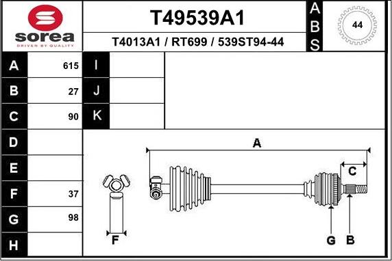 EAI T49539A1 - Arbre de transmission droxauto.com