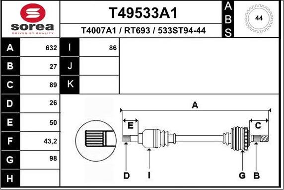 EAI T49533A1 - Arbre de transmission droxauto.com