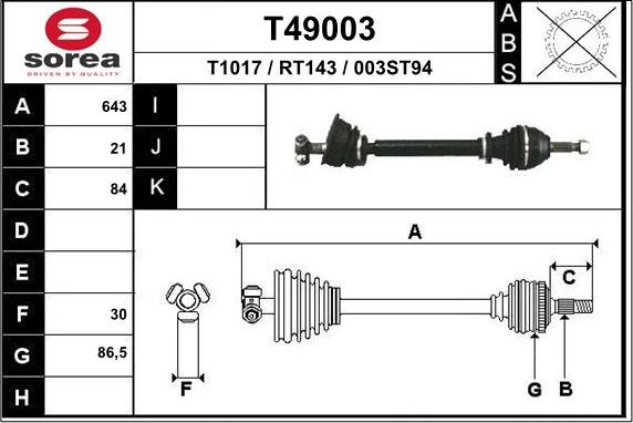 EAI T49003 - Arbre de transmission droxauto.com