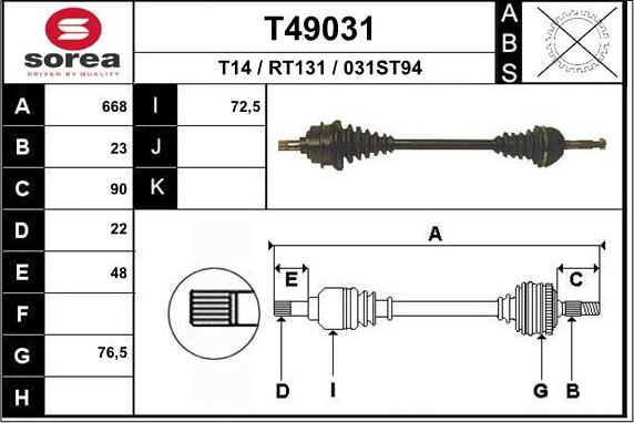 EAI T49031 - Arbre de transmission droxauto.com