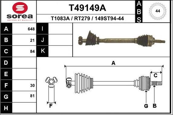 EAI T49149A - Arbre de transmission droxauto.com