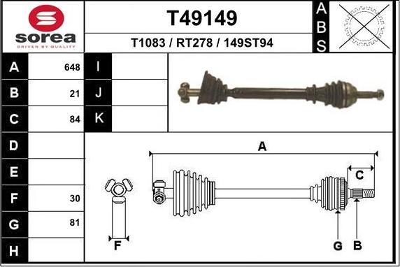 EAI T49149 - Arbre de transmission droxauto.com
