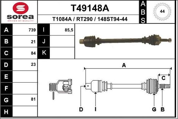 EAI T49148A - Arbre de transmission droxauto.com