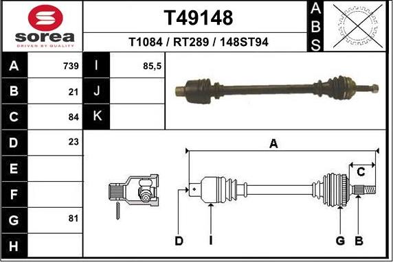 EAI T49148 - Arbre de transmission droxauto.com