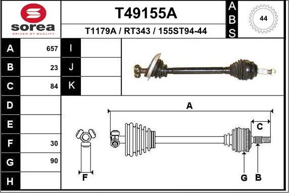 EAI T49155A - Arbre de transmission droxauto.com