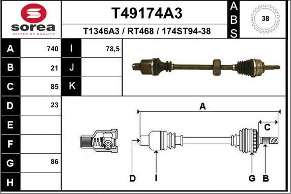 EAI T49174A3 - Arbre de transmission droxauto.com
