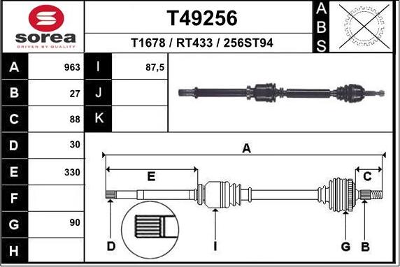 EAI T49256 - Arbre de transmission droxauto.com