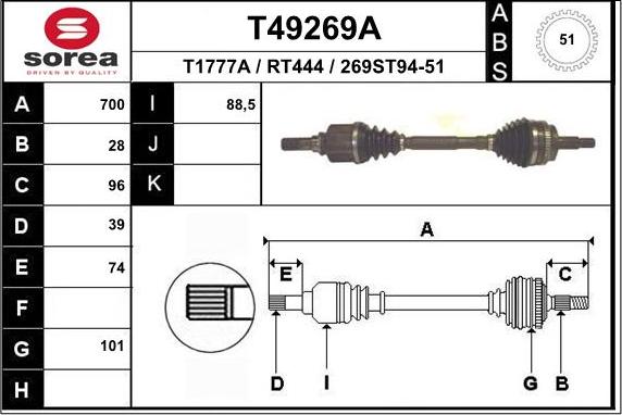 EAI T49269A - Arbre de transmission droxauto.com
