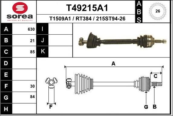 EAI T49215A1 - Arbre de transmission droxauto.com