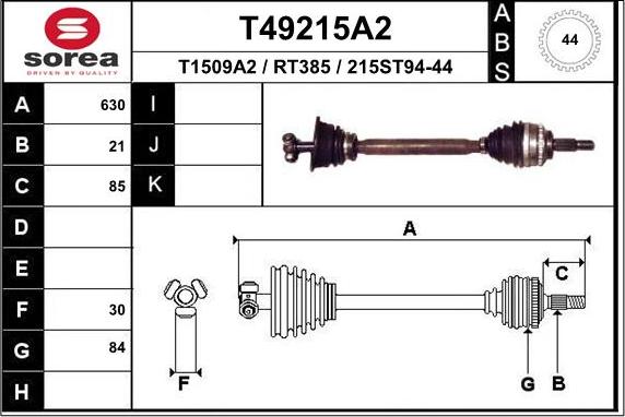 EAI T49215A2 - Arbre de transmission droxauto.com