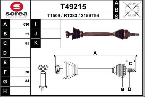 EAI T49215 - Arbre de transmission droxauto.com