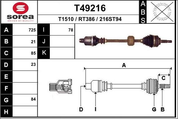 EAI T49216 - Arbre de transmission droxauto.com