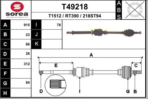 EAI T49218 - Arbre de transmission droxauto.com