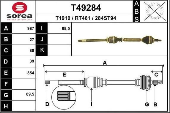 EAI T49284 - Arbre de transmission droxauto.com