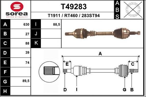 EAI T49283 - Arbre de transmission droxauto.com