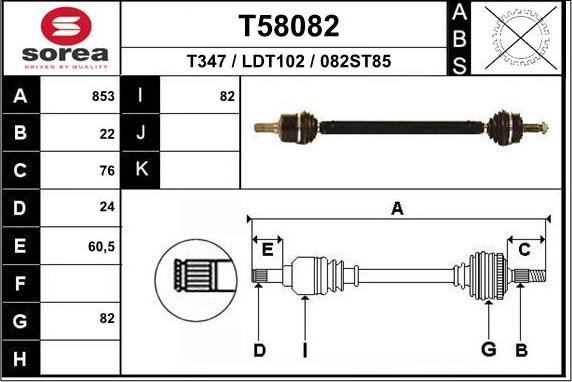 EAI T58082 - Arbre de transmission droxauto.com